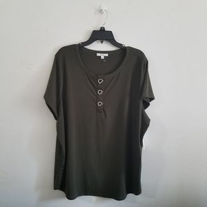 89th & MADISON | Women's Olive Green Plus Size Top